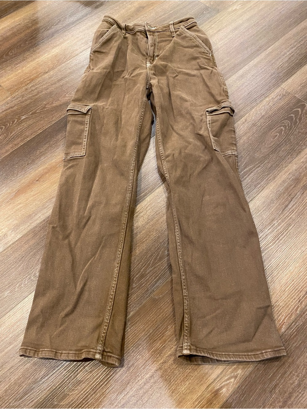 Hollister Brown Wide-Leg Cargo Trousers